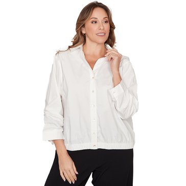Emaline Women's 3/4 Sleeve Poplin Button Down Shirt (Plus Size)