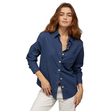 AE Women's Weekend Vibes Linen-Blend Long-Sleeve Button-Up Shirt