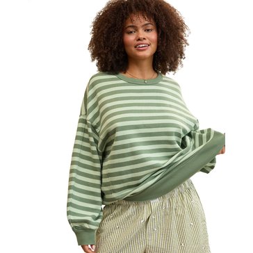 Aerie Women's Striped Oversized Crew Neck Sweater