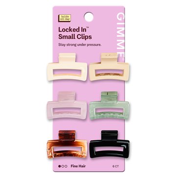 Gimme Beauty Fine Hair Density Assorted Rectangle Claw Clips, 6-Count