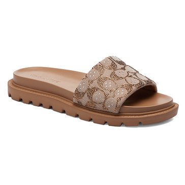 Coach Women's Brynn Crystal Signature Slide Sandal