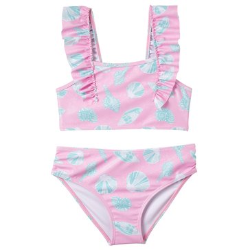 Kensie Little Girls' Multi Shell Swimsuit, 2-Piece