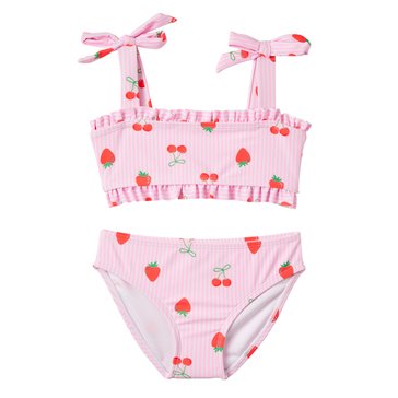 Kensie Little Girls' Stripe Fruits Swimsuit, 2-Piece