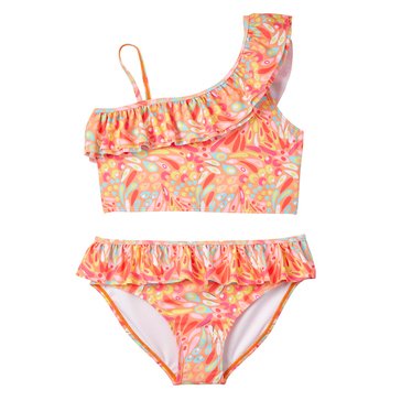 Kensie Big Girls' Abstract Feather Swimsuit, 2-Piece