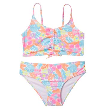 Kensie Big Girls' Tropical Floral Swimsuit, 2-Piece
