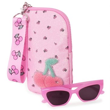 OMG Accessories Girls' Cherry Zip Around Case And Sunglass