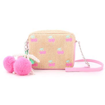 OMG Accessories Girls' Cherry Straw Rectangular Crossbody