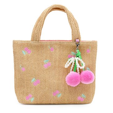 OMG Accessories Girls' Cherry Mini Beach Straw Tote