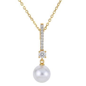 Imperial Freshwater Cultured Pearl with Lab Created White Sapphire Accentsl Drop Pendant