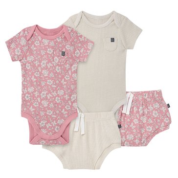Gerber Baby Girls' Bodysuit Shortie Set, 4-Pack