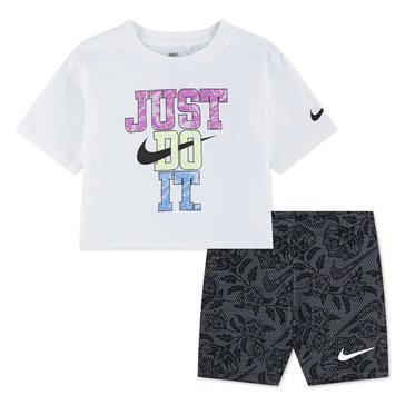 Nike Little Girls' Just Do It Biker Shorts And Tee Set