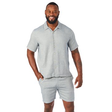 Weatherproof Men's Short Sleeve Jacquard Knit Button Down Shirt