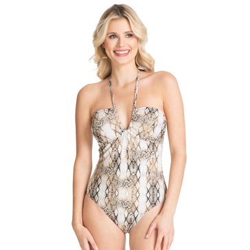 Rachel Roy Women's Snakeskin Tie One Piece Swimsuit