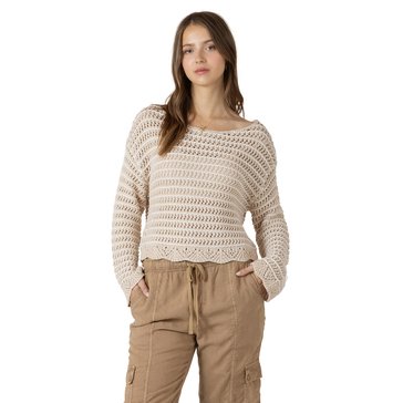 Dex Women's Scalloped Hem Open Stitch Sweater