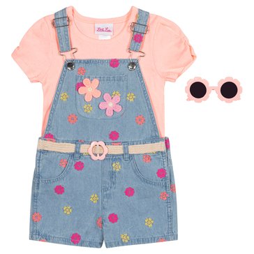 Little Lass Infant Girls' Printed Shortall with Sunglasses Set