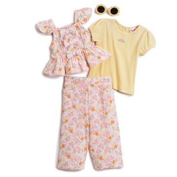 Little Lass Infant Girls' Woven Gauze Wide Leg Pant with Sunglasses Set