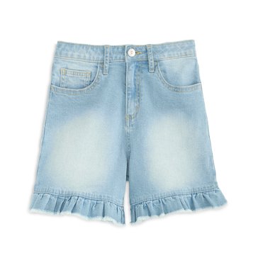 Liberty & Valor Big Girls Denim Ruffle Midi Shorts