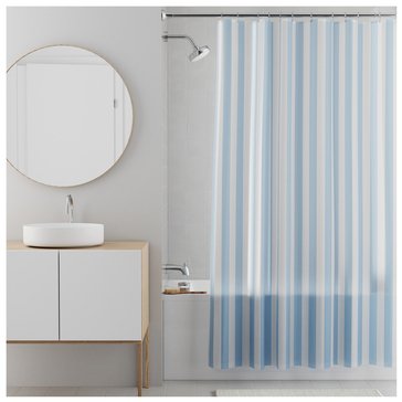Zenna Home Oceana Stripe 13-Piece Peva Shower Curtain Set