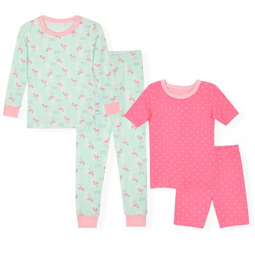 Sleep On It Infant Girls' Bamboo Tight Fit Pajama Set, 4-Piece