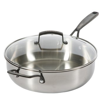 Babish Stainless Steel Covered Saute Pan with Glass Lid