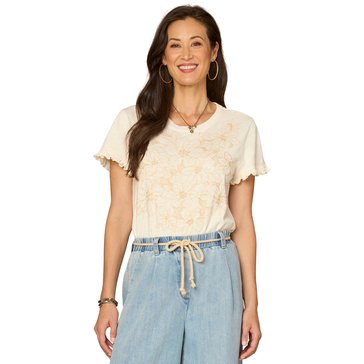 Democracy Women's Crew Neck Embroidered Knit Top (Plus Size)