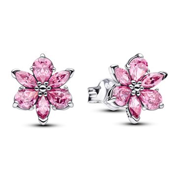 Pandora Herbarium Sparkling Pink Flower Stud Earrings