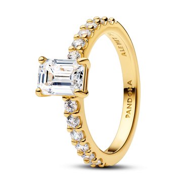 Pandora Rectangular Sparkling Halo Ring