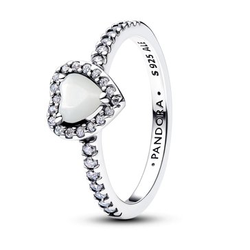 Pandora Elevated White Heart Ring