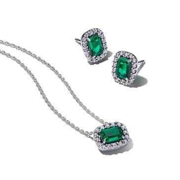 Pandora Sparkling Green Halo Jewelry Gift Set