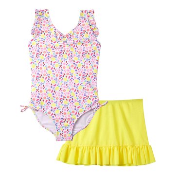 Kensie Girl Toddler Girls' Ditsy Fruit One Piece with Skirt Set