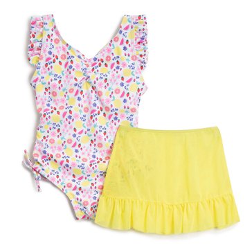 Kensie Girl Toddler Girls' Ditsy Fruit One Piece w. skirt set