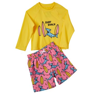 iXtreme Toddler Boys' Surf Shark Long Sleeve Rashguard Set