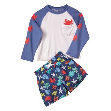 Wippette Toddler Boys' Sea Creatures Long Sleeve Rashguard Set