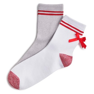 Legale Women's Sport Stripe With Bow Socks, 2-Pack