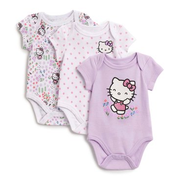 Hello Kitty Baby Girls' Onesies, 3-Pack