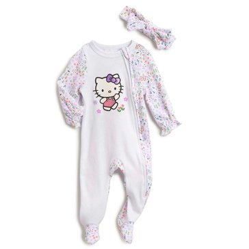 Hello Kitty Baby Girls' Coverall with Headband Set