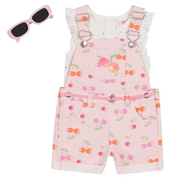 Little Lass Toddler Girls' Printed Shortall and Sunglass Set