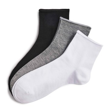 Legale Women's Roll Top Anklet Socks, 3-Pack