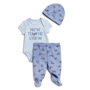 Wanderling Newborn Boys' Footed Pant and Hat Set, 3-Piece
