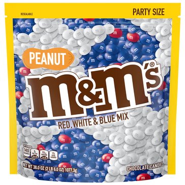M&Ms'S Party Size Red, White, and Blue Peanut Chocolate Candies, 38oz