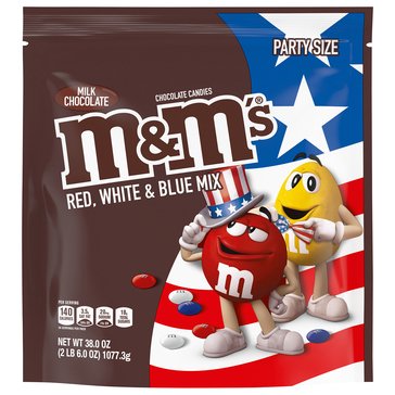 M&M'S Party Size Red, White, and Blue Milk Chocolate Candies, 38oz