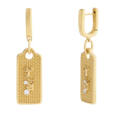 Coach Textured Hangtag Huggie Earrings