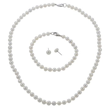 Imperial Pearl Necklace, Bracelet, and Stud Earring Boxed Set