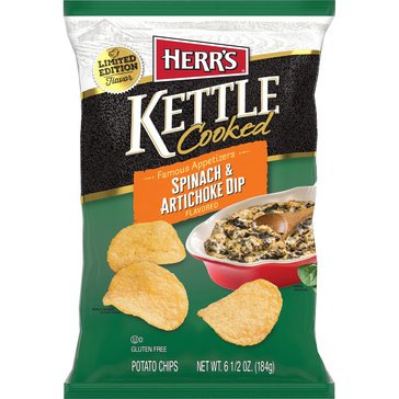Herr's Spinach and Artichoke Dip Kettle Chips, 6.5oz