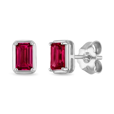 Created Ruby White Sapphire Square Earrings
