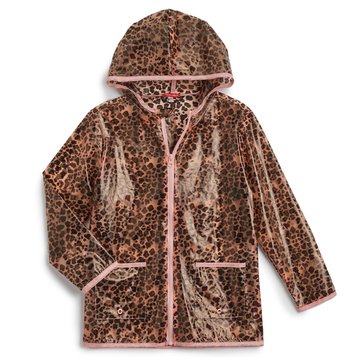 Liberty & Valor Big Girls' Zip Front Cheetah Raincoat