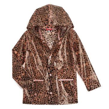Liberty & Valor Little Girls' Snap Front Cheetah Raincoat