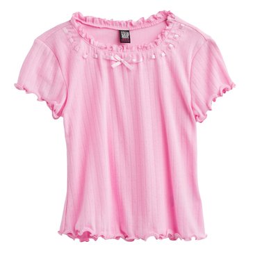 Star Ride Big Girls' Square Neck Lace Trim Top