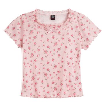 Star Ride Little Girls' Square Neck Lace Trim Top