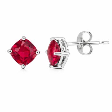 Created Ruby Stud Earrings